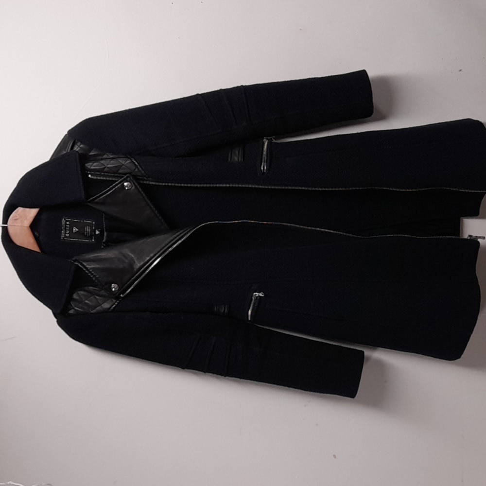 GUESS wool coat with leather trim